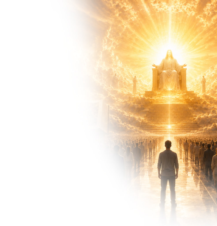 Image de couverture expliquant le jugement dernier annoncé dans la Bible, lorsque chaque être humain rendra compte de sa vie devant Dieu au Grand Trône Blanc.