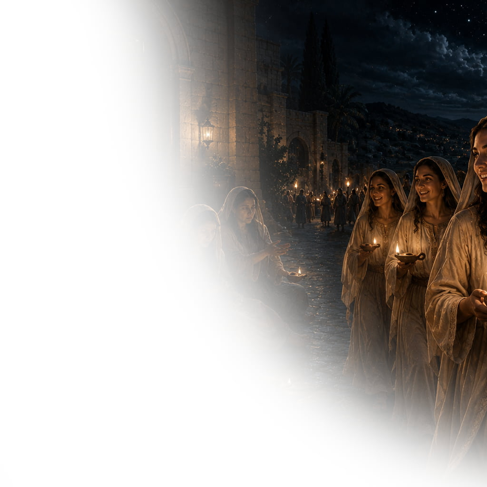 Header image explaining the Parable of the Ten Virgins and the importance of being ready for the return of Jesus Christ.