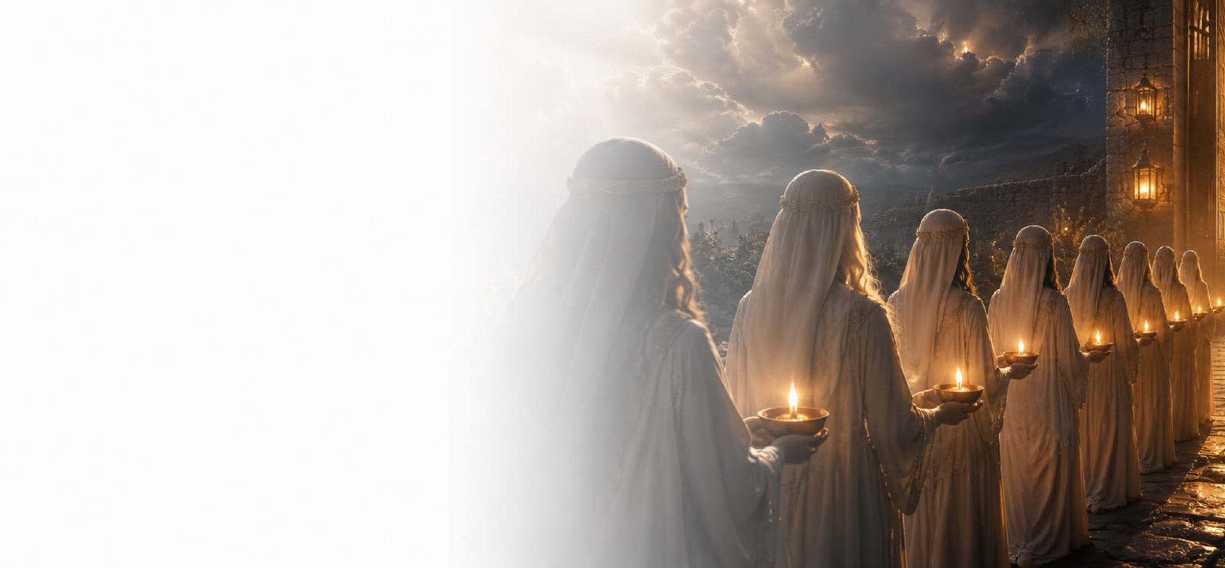 Header image explaining the Parable of the Ten Virgins taught by Jesus in Matthew 25 and the importance of being ready for His return.