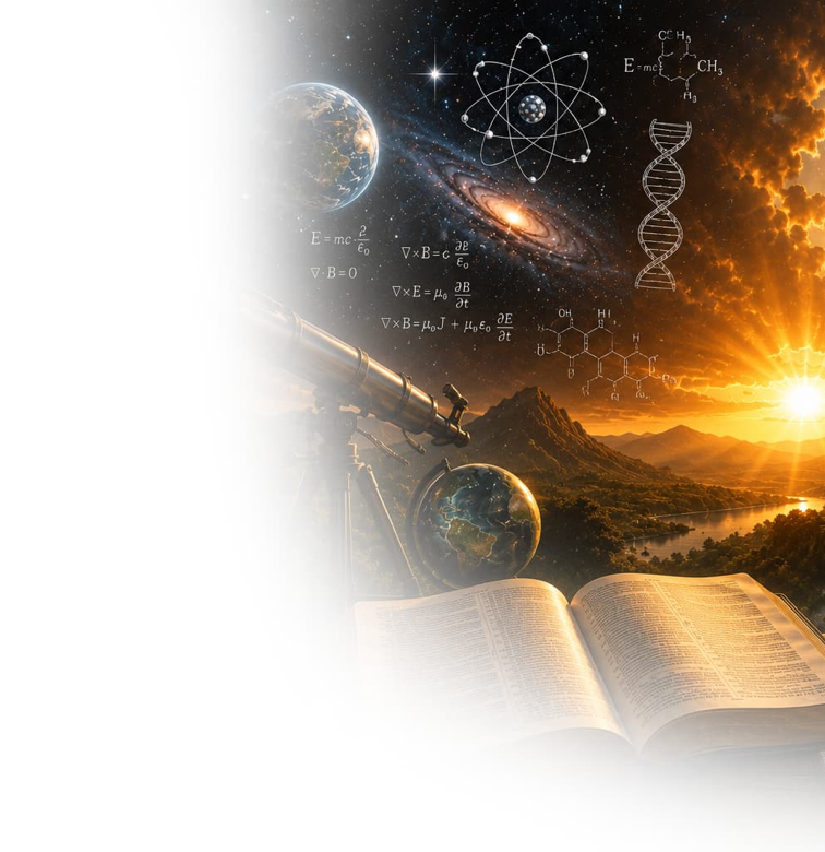 Image de couverture explorant la relation entre la science moderne et la Bible, ainsi que les questions liées à la création, l'univers, l'origine de la vie et la foi chrétienne.