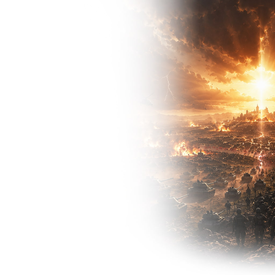 Header image explaining the Battle of Armageddon, the final conflict foretold in the Book of Revelation before the reign of Jesus Christ.
