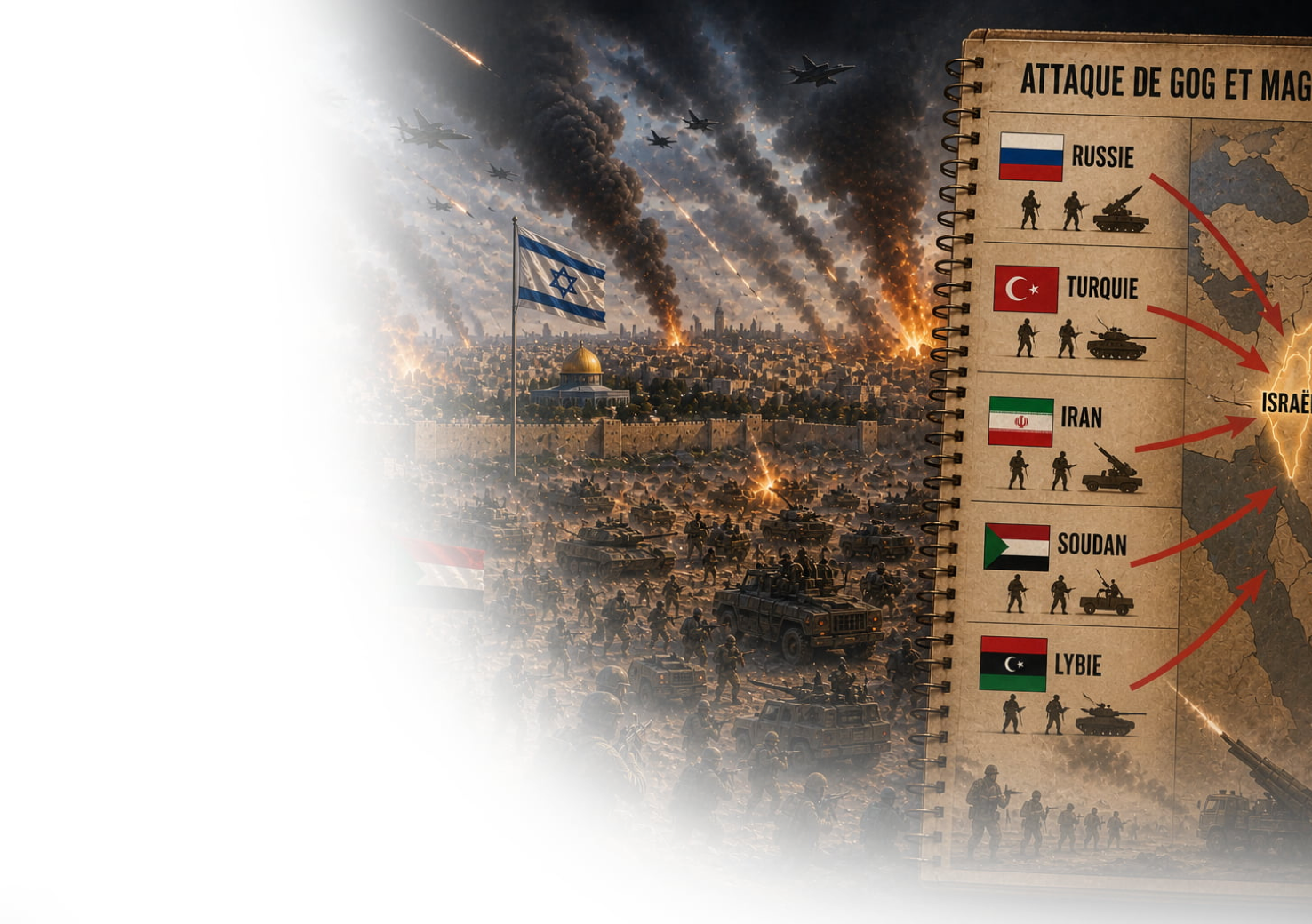 Image de couverture explorant la prophétie de Gog et Magog dans Ézéchiel 38 et 39, son lien possible avec Israël et sa place dans les événements précédant la fin des temps.