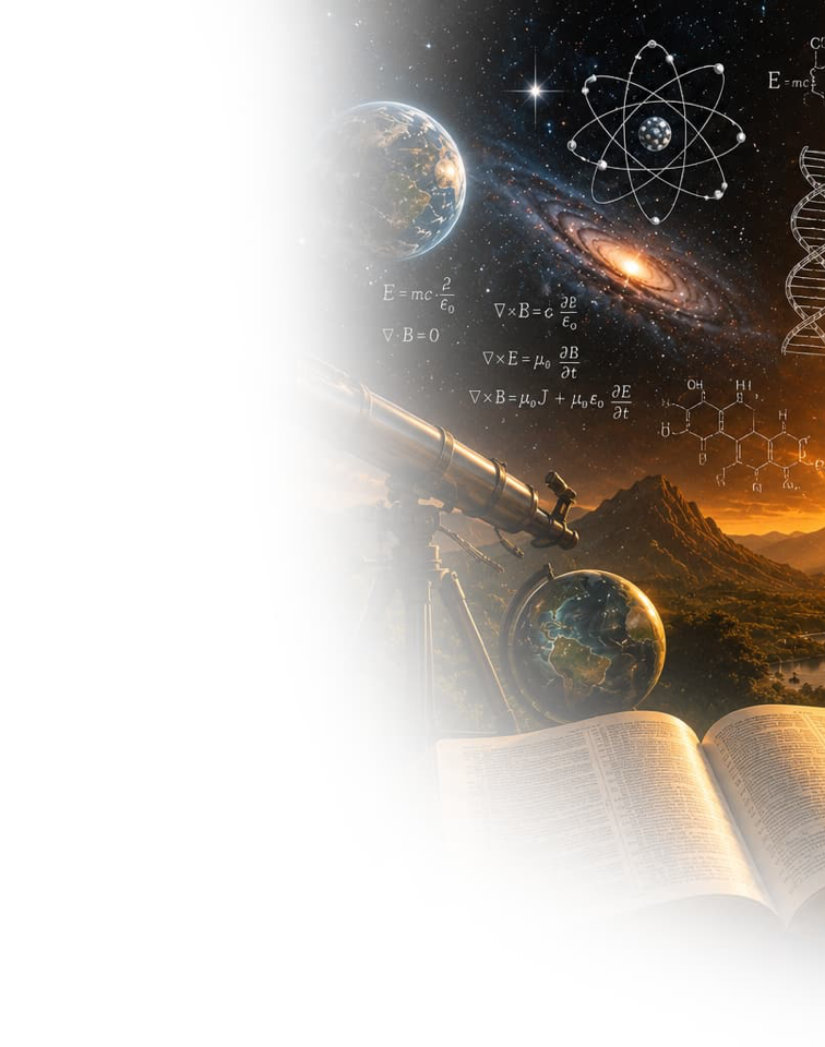 Image de couverture explorant la relation entre la science moderne et la Bible, ainsi que les questions liées à la création, l'univers, l'origine de la vie et la foi chrétienne.