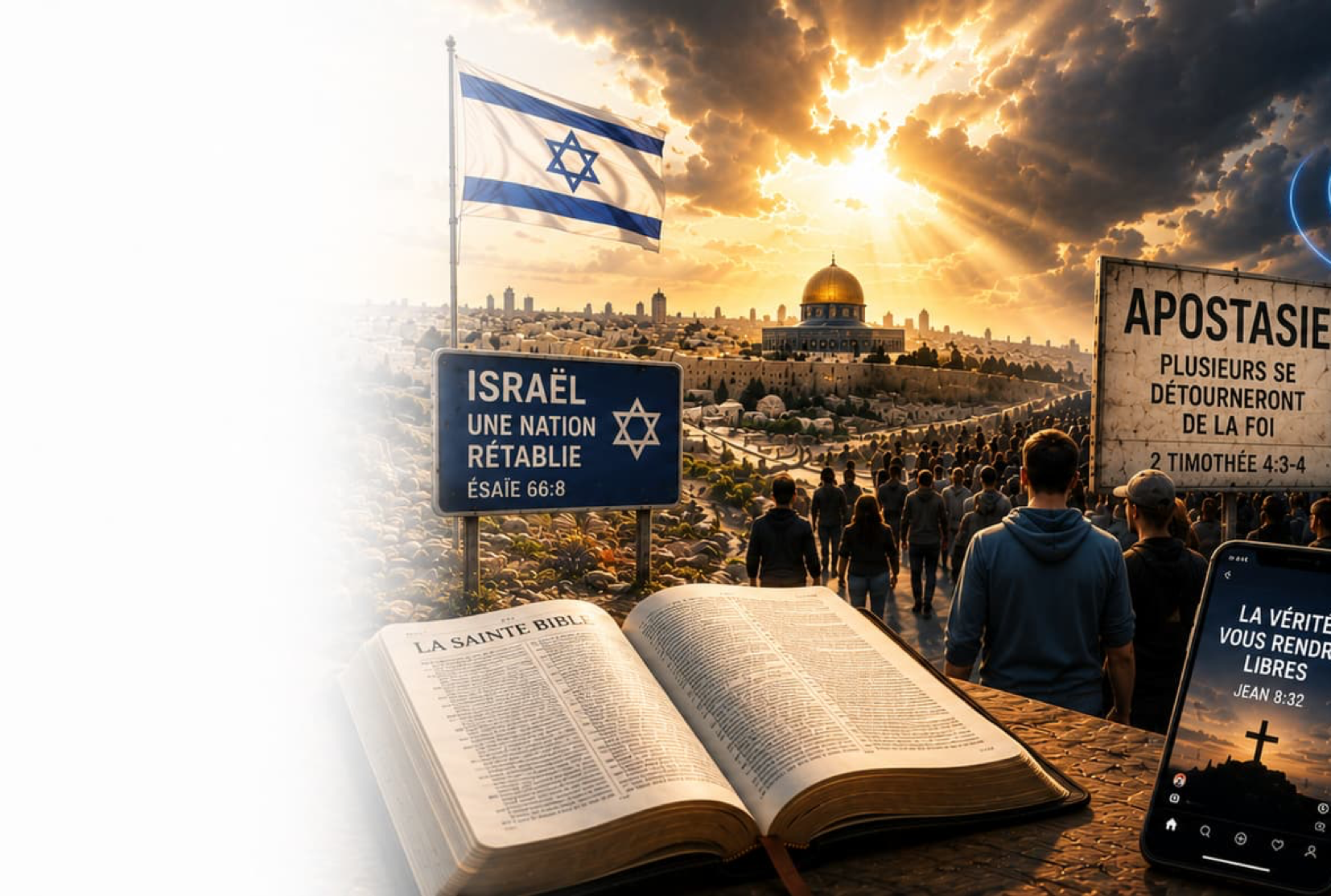 Image de couverture présentant les signes prophétiques annoncés dans la Bible indiquant que l'enlèvement de l'Église et le retour de Jésus-Christ pourraient être proches.