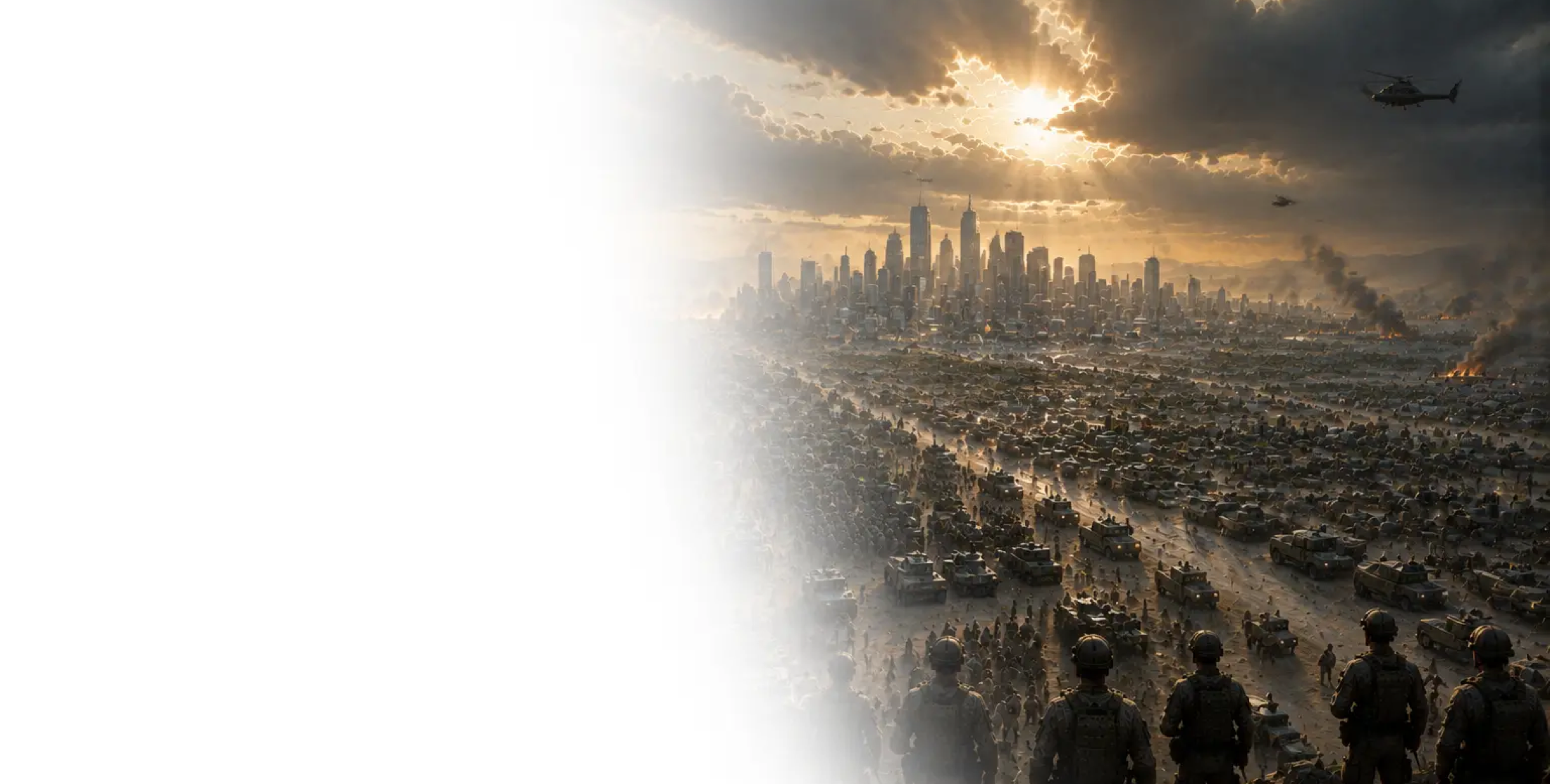 Header image explaining the Battle of Armageddon foretold in Revelation, the final gathering of the nations before the glorious return of Jesus Christ and the establishment of His kingdom.
