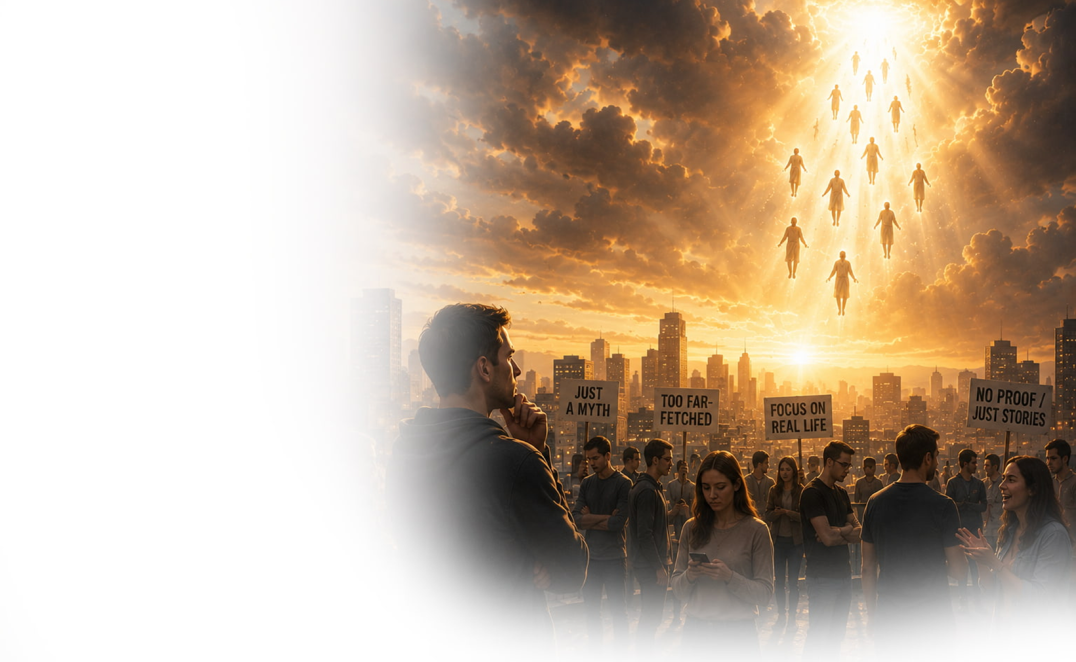 Header image explaining the main reasons why some Christians and non-Christians reject the doctrine of the rapture and presenting the biblical arguments related to this topic.