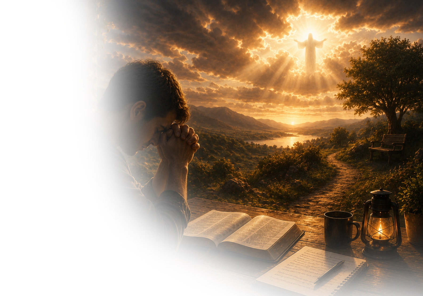 Image de couverture expliquant comment prier Dieu selon les enseignements de Jésus, développer une relation personnelle avec Lui et grandir dans une vie de prière authentique.