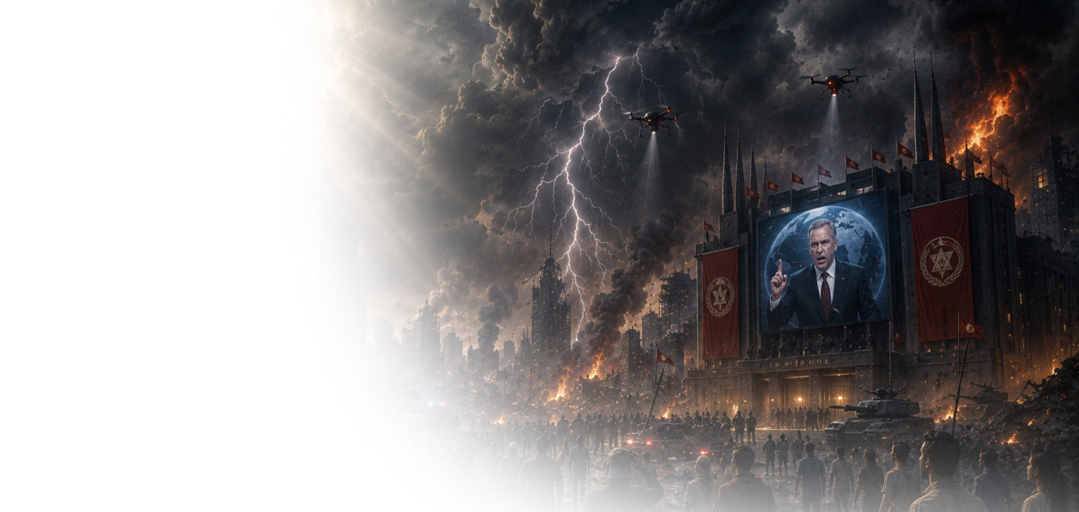 Image de couverture présentant les événements prophétiques qui suivront l'enlèvement de l'Église, notamment la Grande Tribulation, l'Antichrist, les jugements de l'Apocalypse et le retour glorieux de Jésus-Christ.