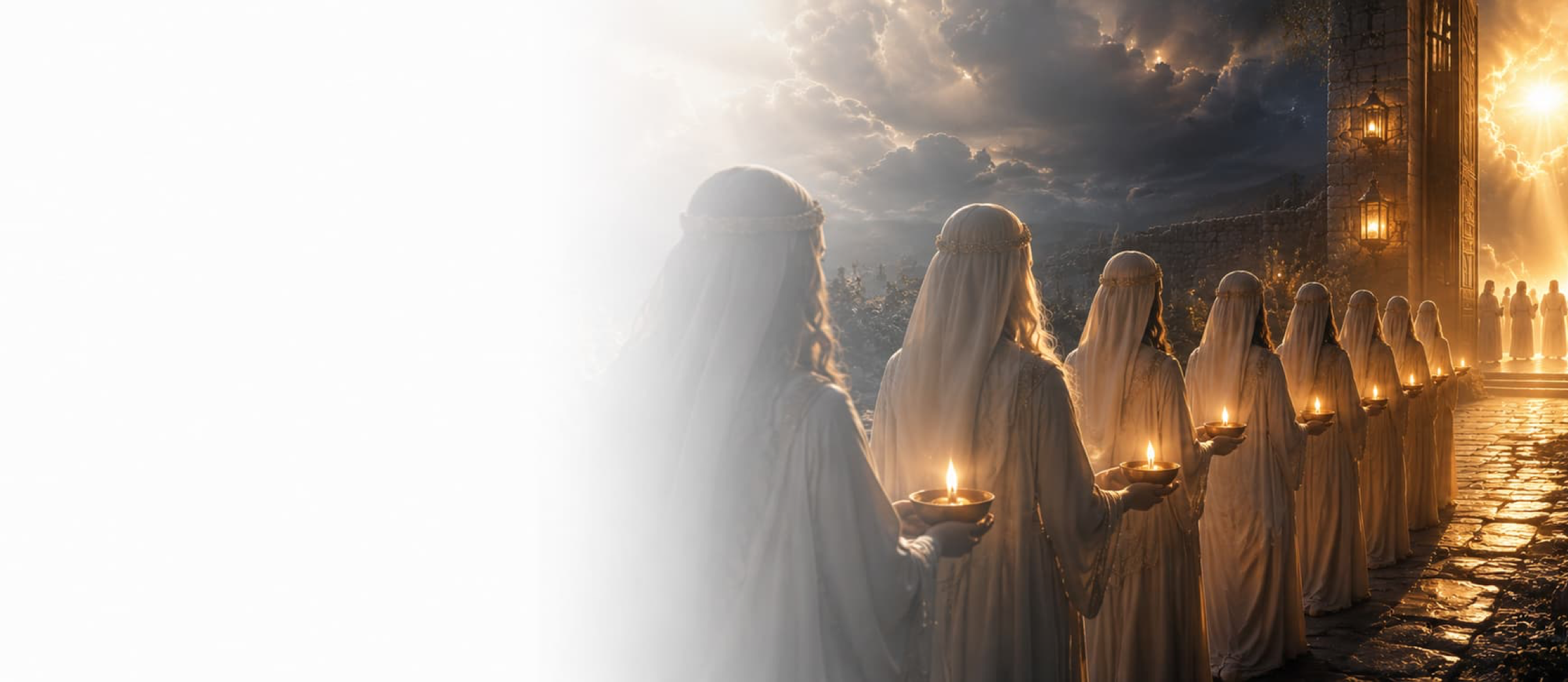 Image de couverture expliquant la parabole des dix vierges enseignée par Jésus dans Matthieu 25 et l'importance d'être prêt pour son retour.